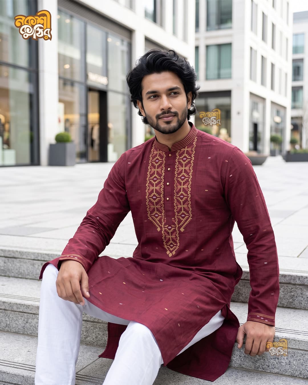 প্রিমিয়াম জামদানি পাঞ্জাবি — মেরুন — গ্যালারি