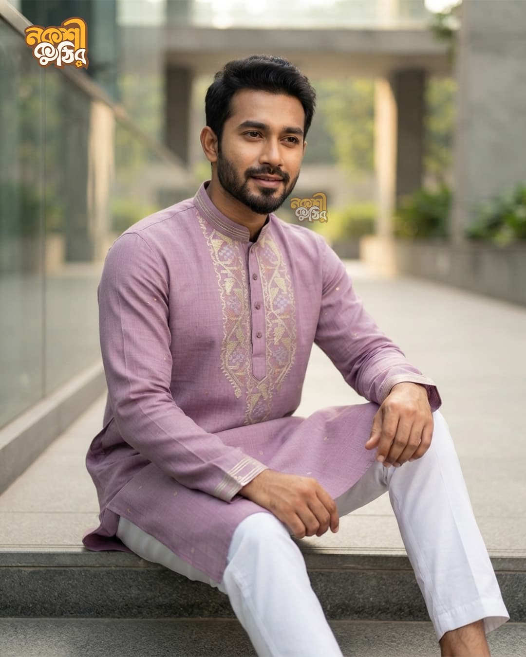 প্রিমিয়াম জামদানি পাঞ্জাবি — মভ — গ্যালারি