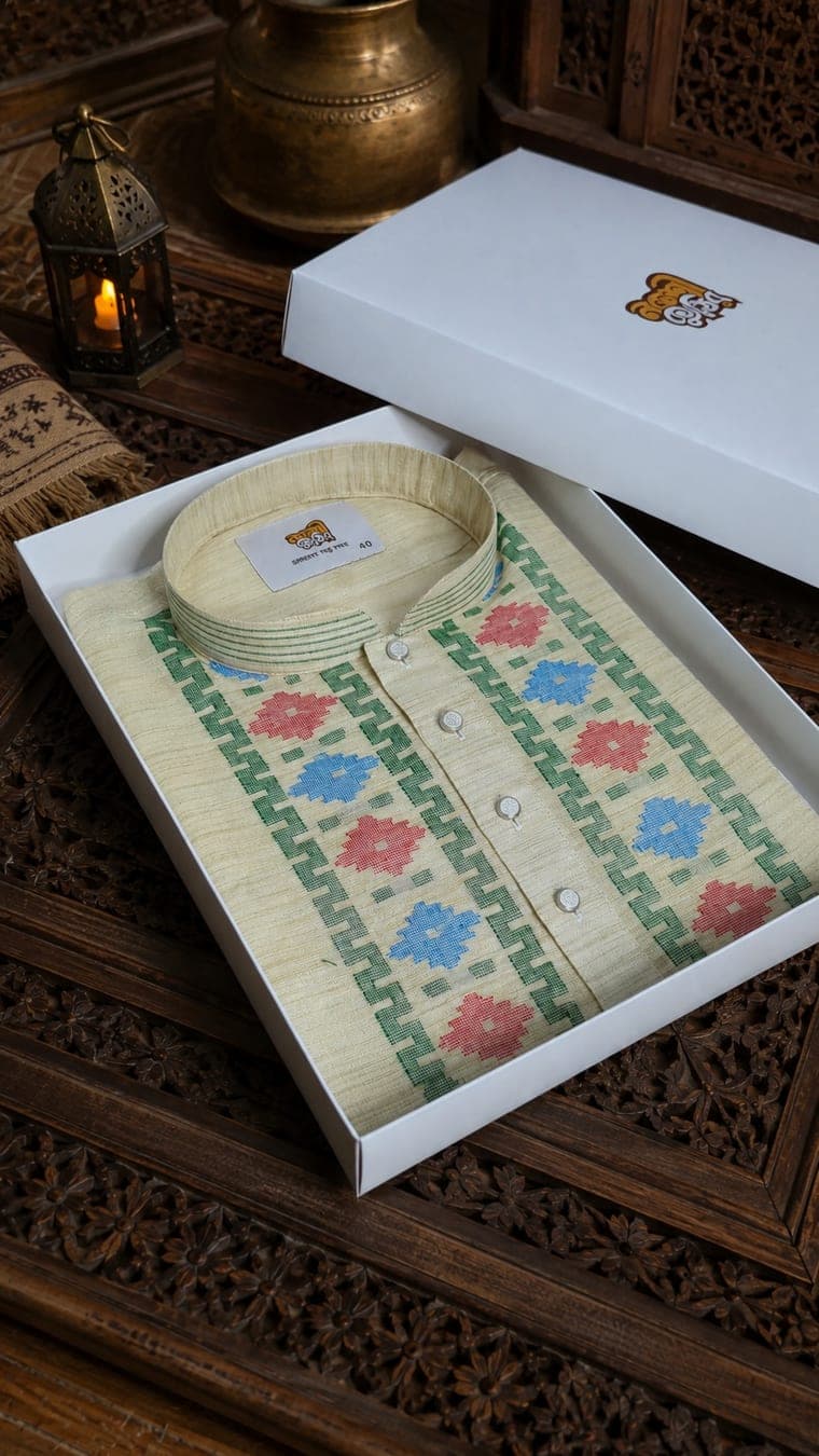 রেগুলার জামদানি পাঞ্জাবি — বেইজ — গ্যালারি