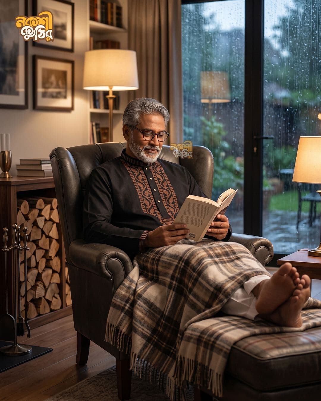 রেগুলার জামদানি পাঞ্জাবি — কালো (কপার কারুকাজ) — গ্যালারি