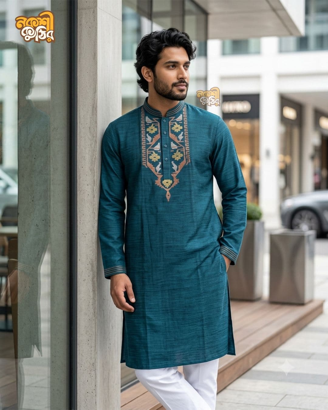 রেগুলার জামদানি পাঞ্জাবি — টিল ব্লু — গ্যালারি