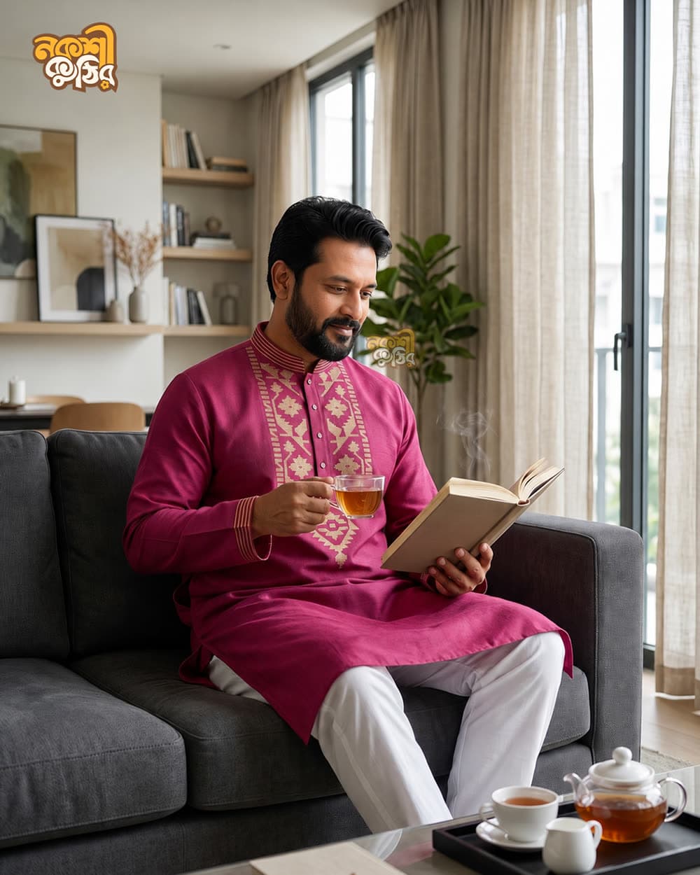 রেগুলার জামদানি পাঞ্জাবি — ম্যাজেন্টা — গ্যালারি