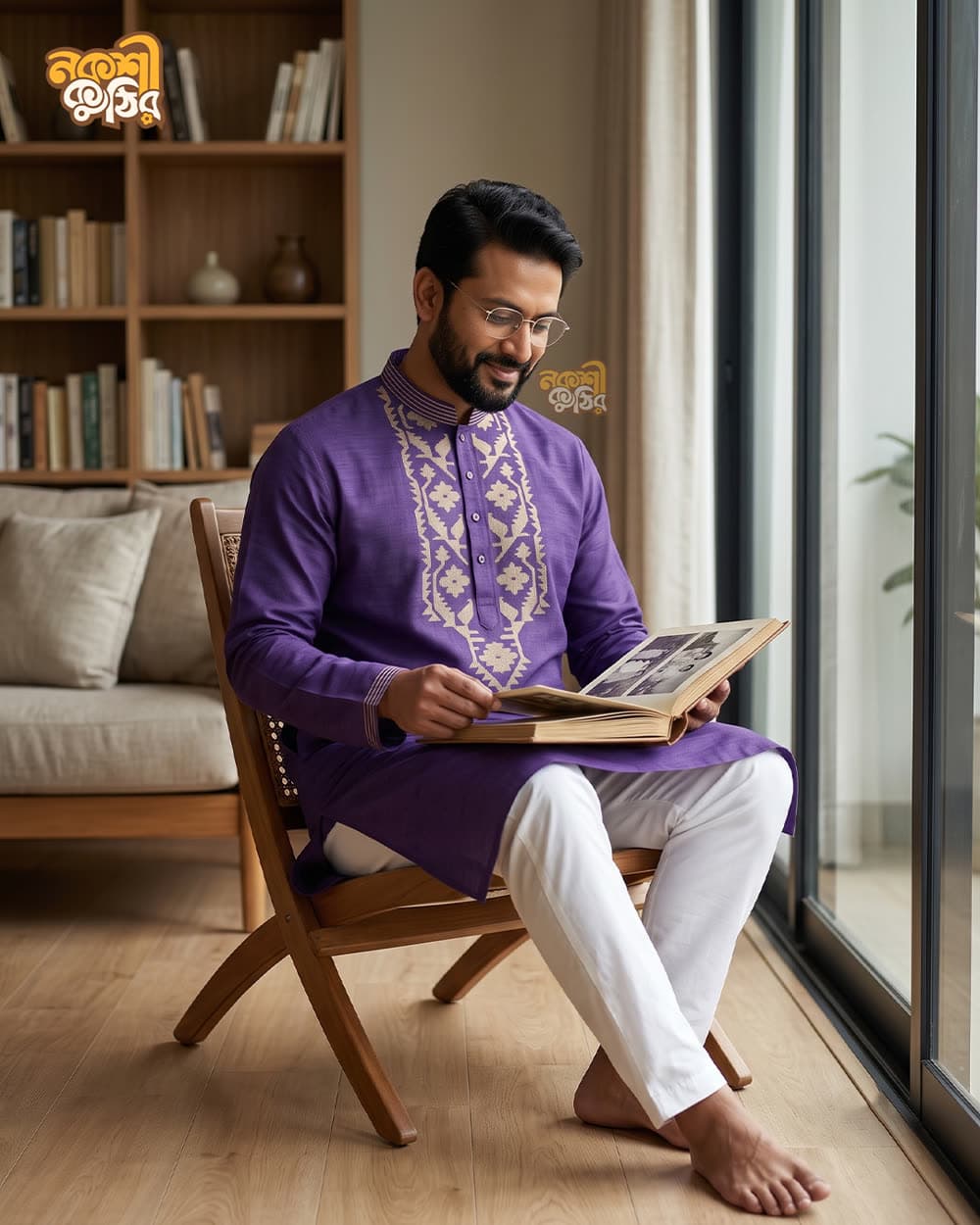 রেগুলার জামদানি পাঞ্জাবি — বেগুনি — গ্যালারি