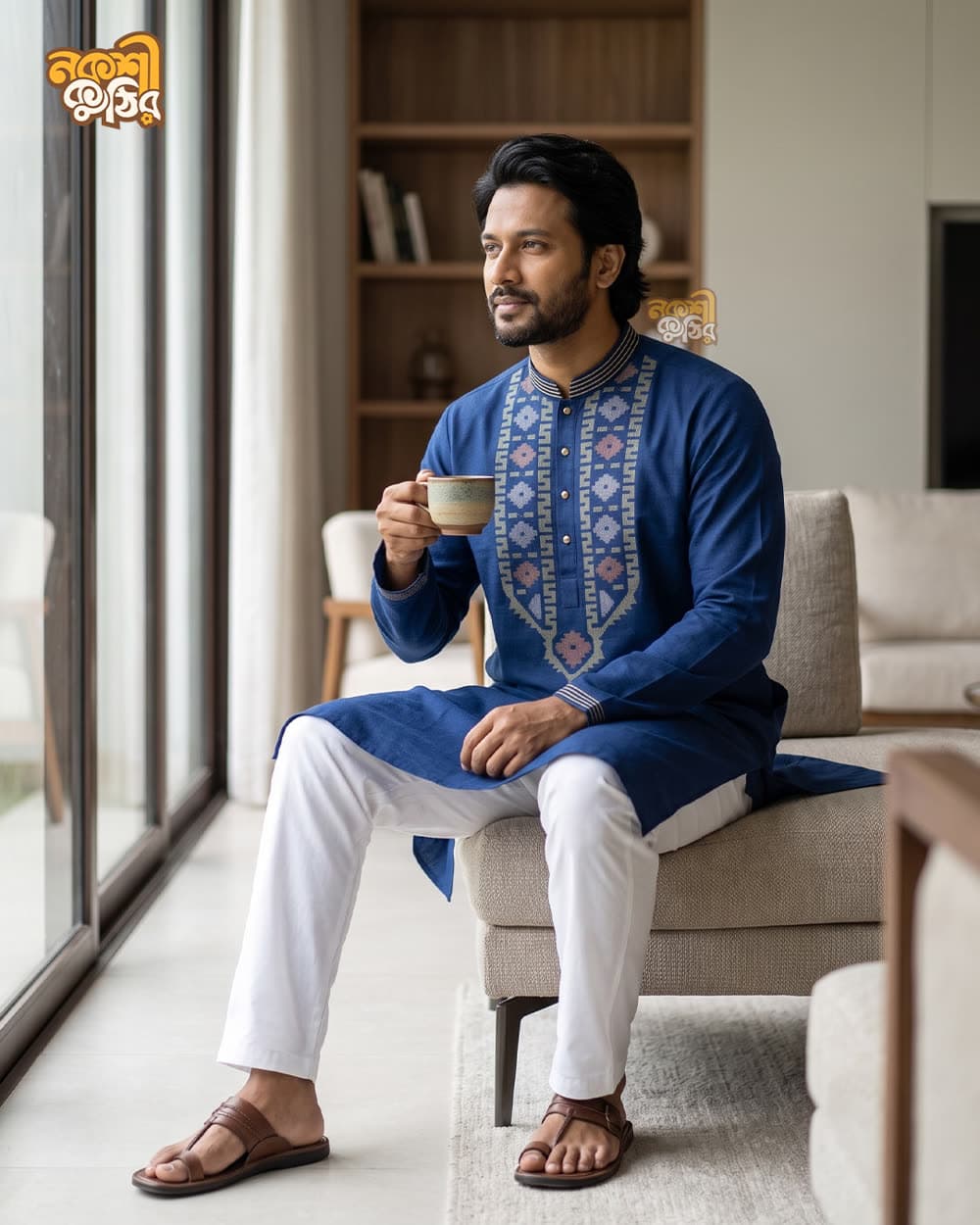 রেগুলার জামদানি পাঞ্জাবি — রয়্যাল ব্লু — গ্যালারি