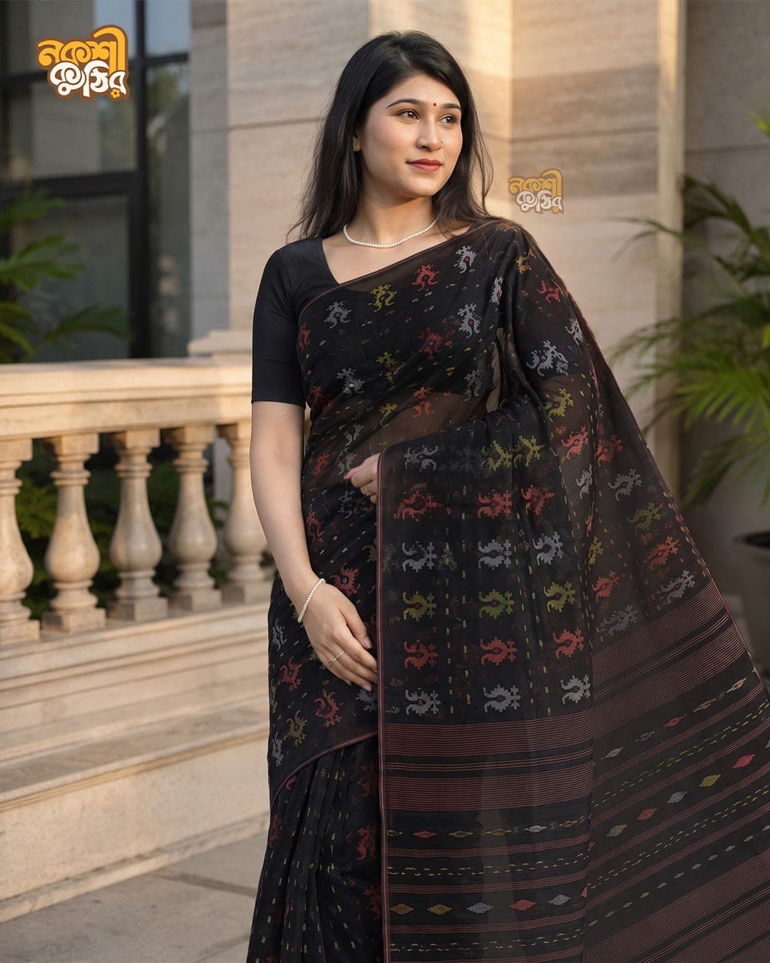 কালো জামদানি শাড়ি — পটের গান — গ্যালারি ছবি