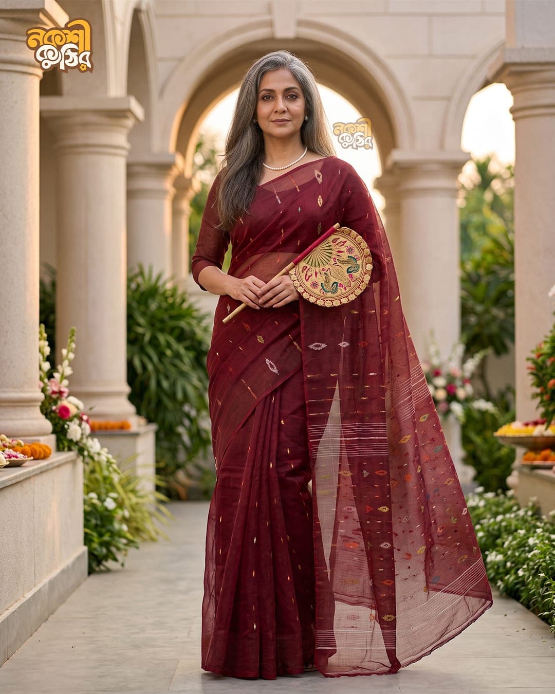মেরুন জামদানি শাড়ি — নয়নতারা ঝিলিক — গ্যালারি