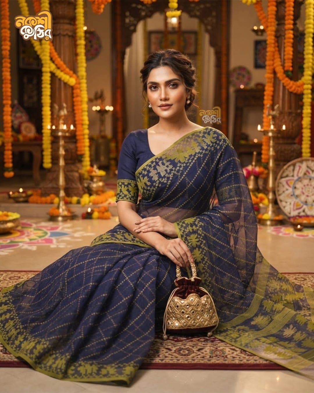 নেভি জামদানি শাড়ি — শ্যামল অঘ্রান — গ্যালারি ছবি
