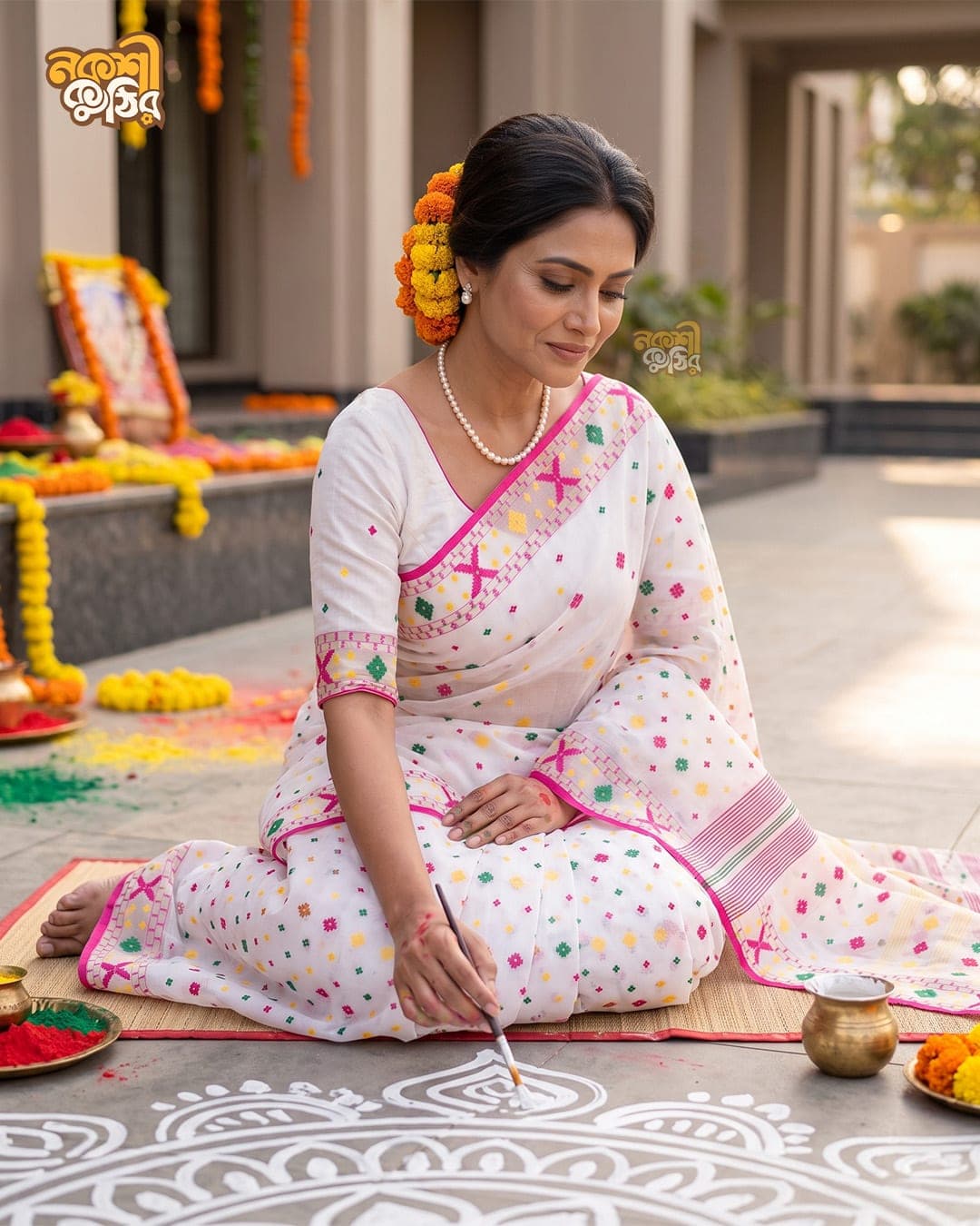 অফহোয়াইট জামদানি শাড়ি — অরুন্ধতী তারা — গ্যালারি