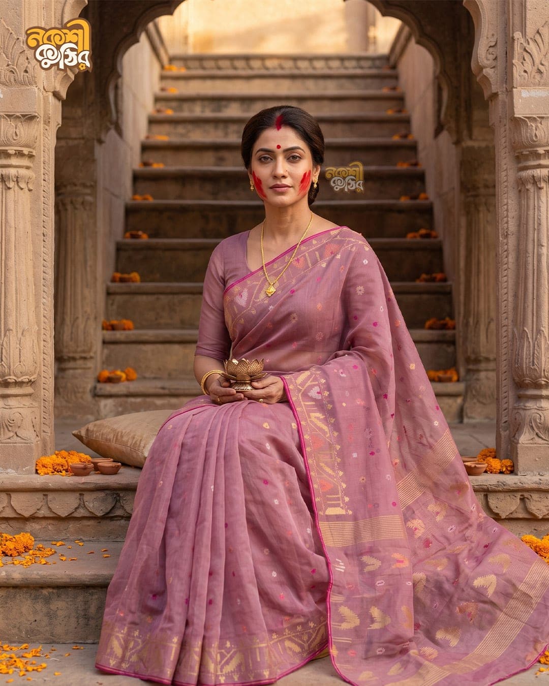 গোলাপি জামদানি শাড়ি — অস্তরাগের ছোঁয়া — গ্যালারি ছবি