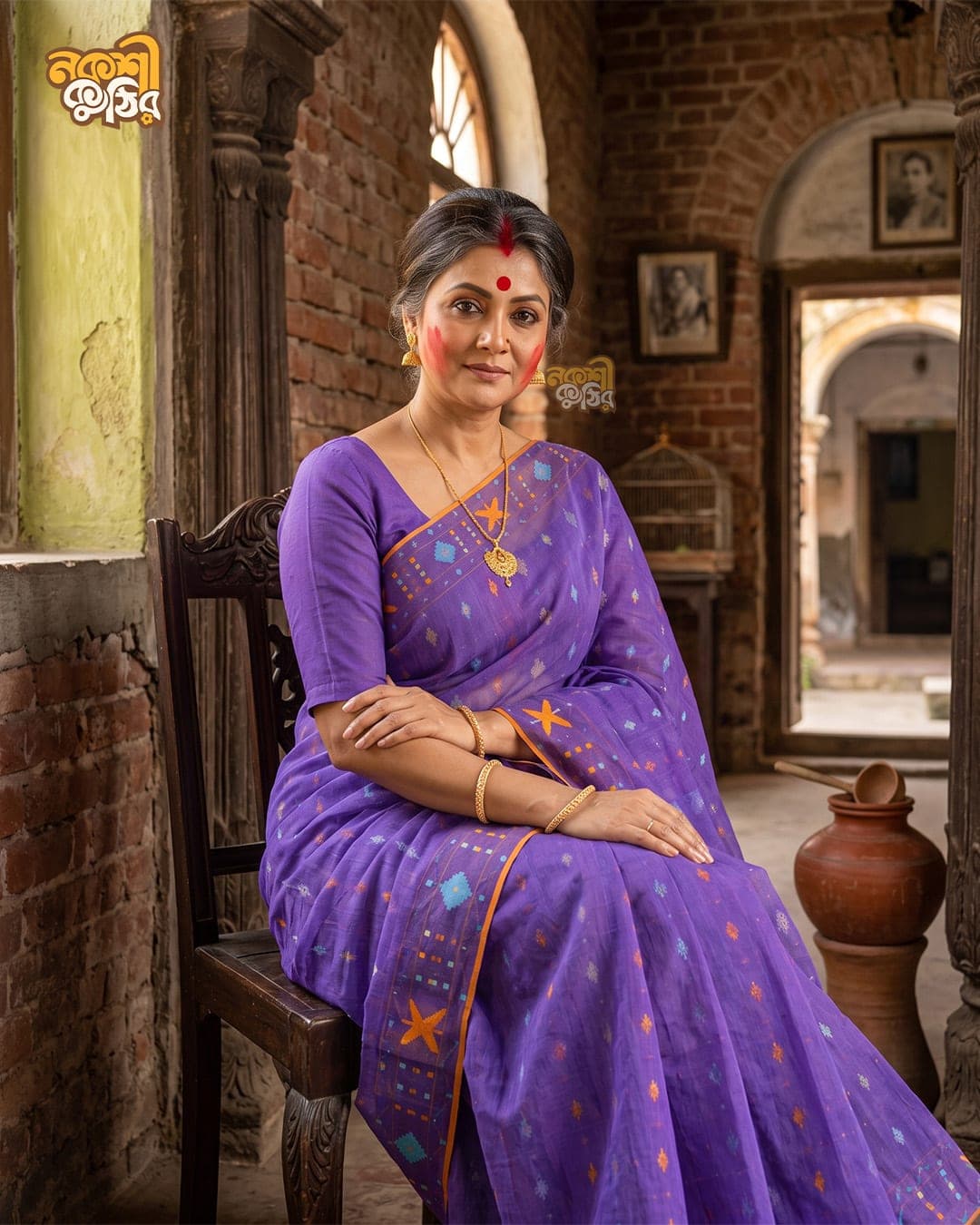 বেগুনি জামদানি শাড়ি — দোলের আবির — গ্যালারি