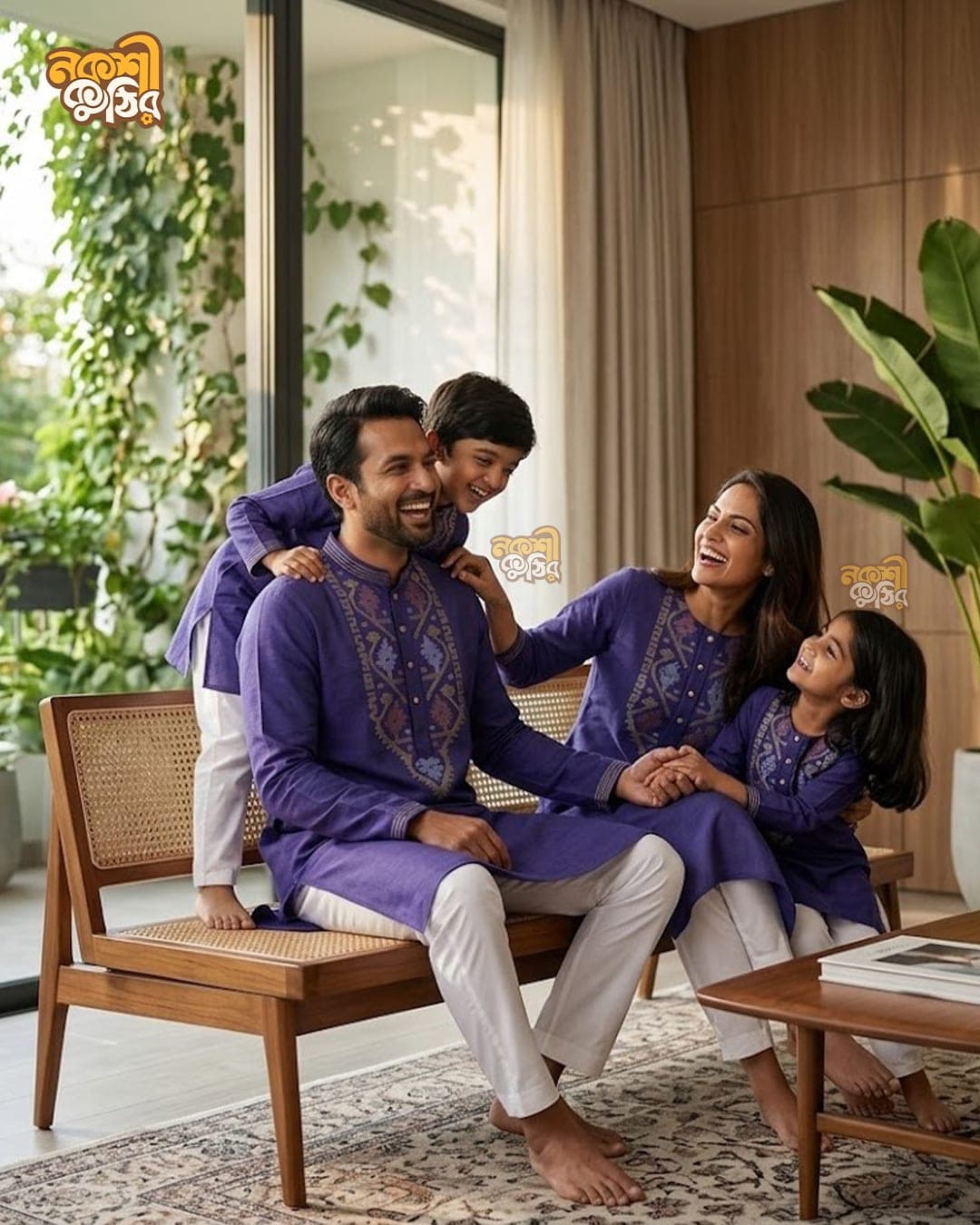 রেগুলার জামদানি ফ্যামিলি কম্বো — ভায়োলেট