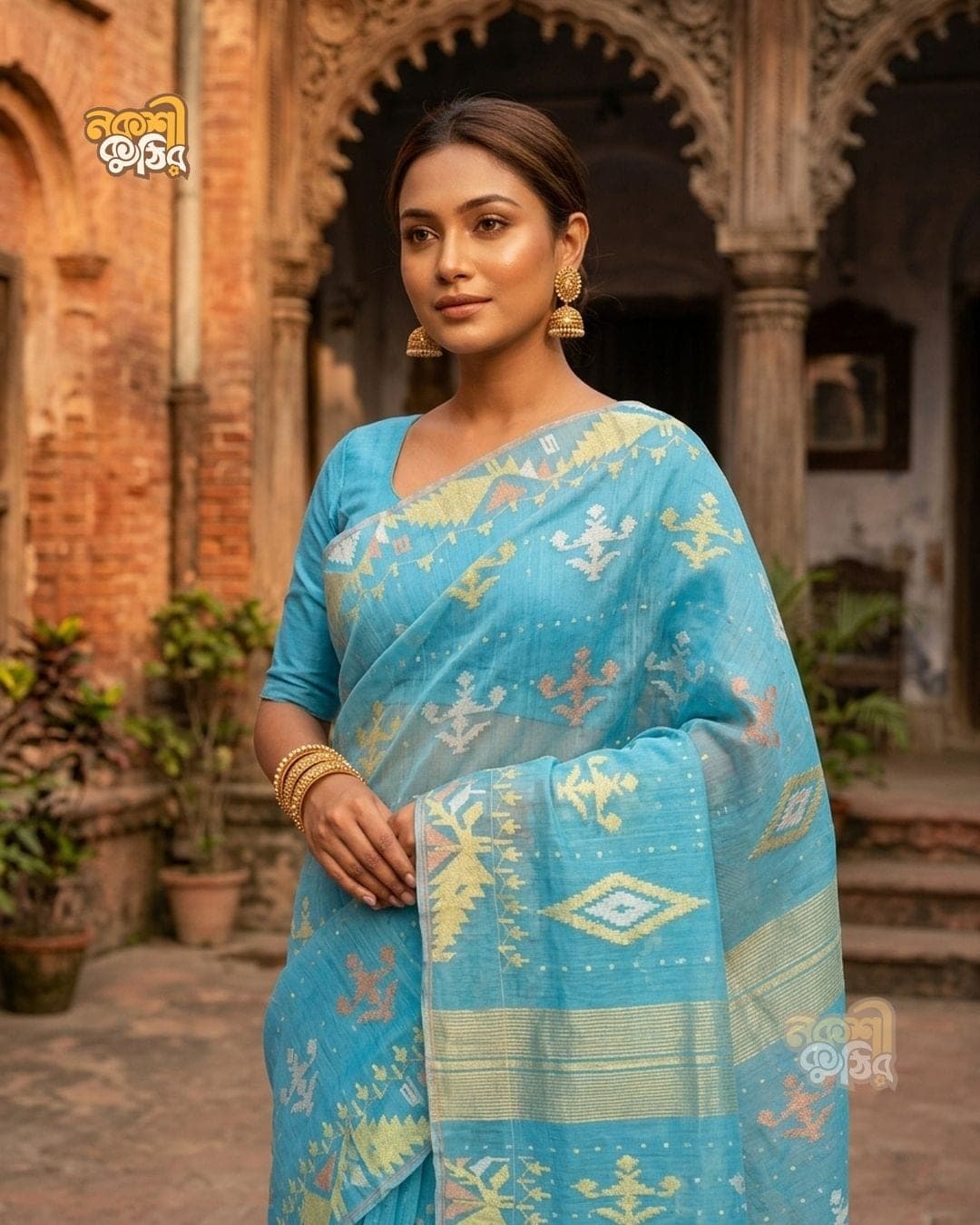 আকাশি জামদানি শাড়ি — শাপলার বিল — গ্যালারি