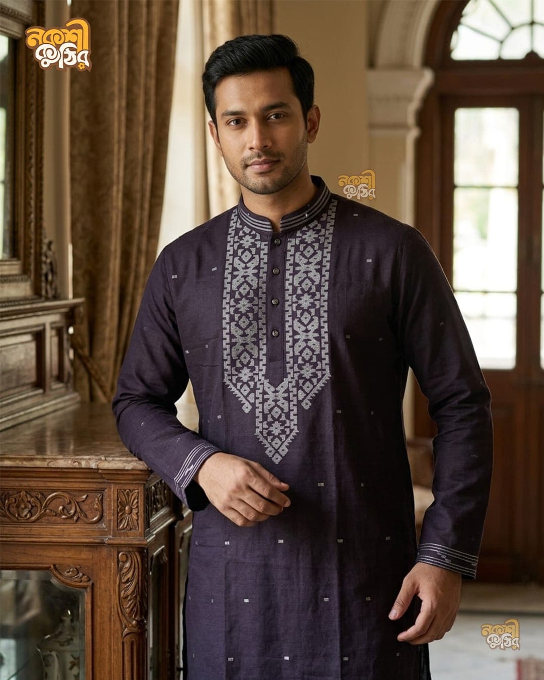 প্রিমিয়াম জামদানি পাঞ্জাবি — প্লাম