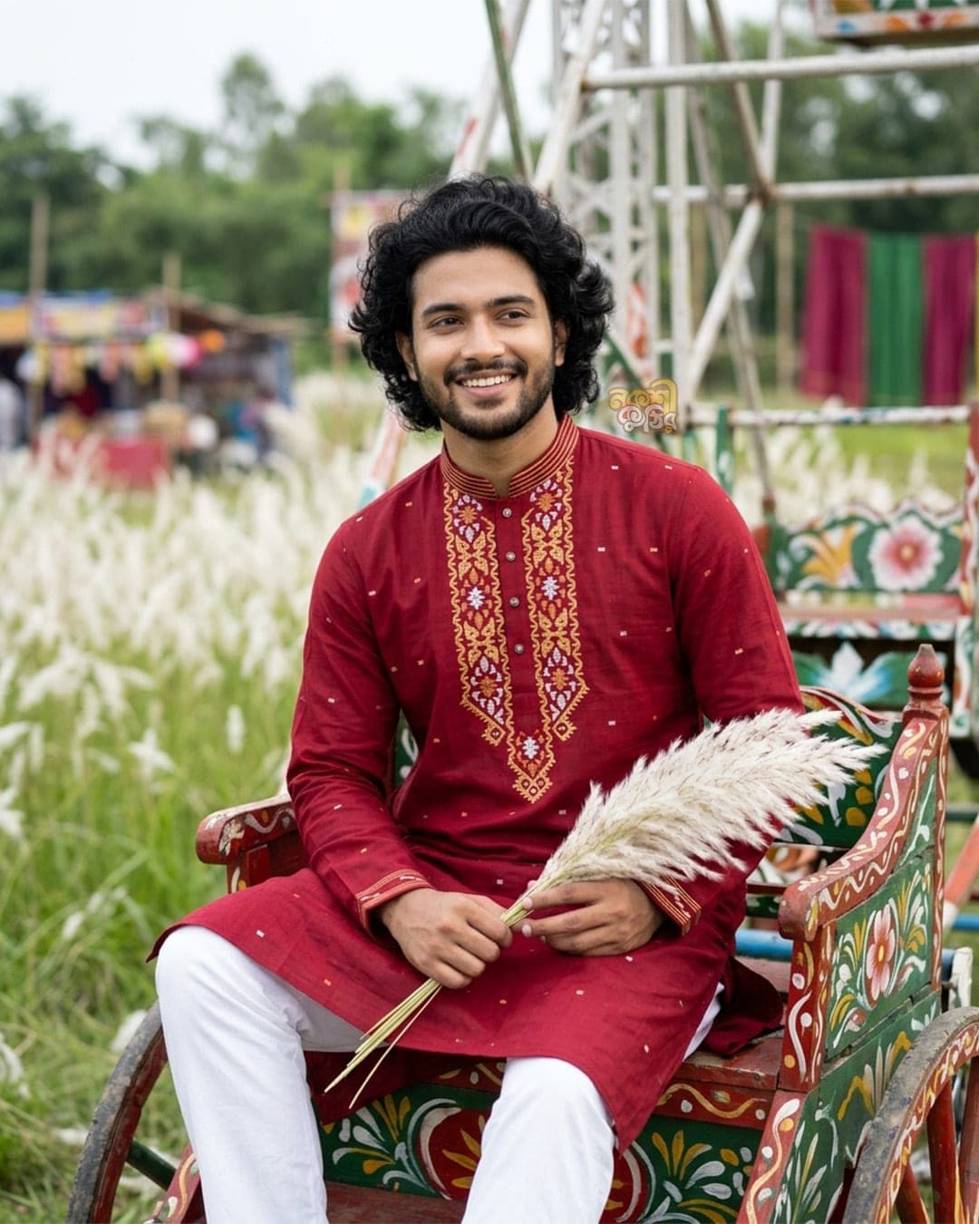 প্রিমিয়াম জামদানি পাঞ্জাবি — রেড মেরুন (মাল্টি কারুকাজ)