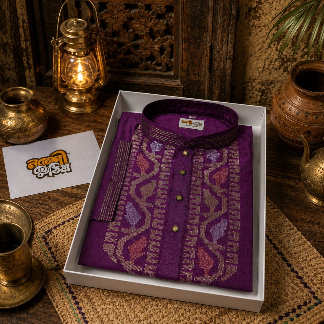 রেগুলার জামদানি পাঞ্জাবি — প্লাম পার্পল