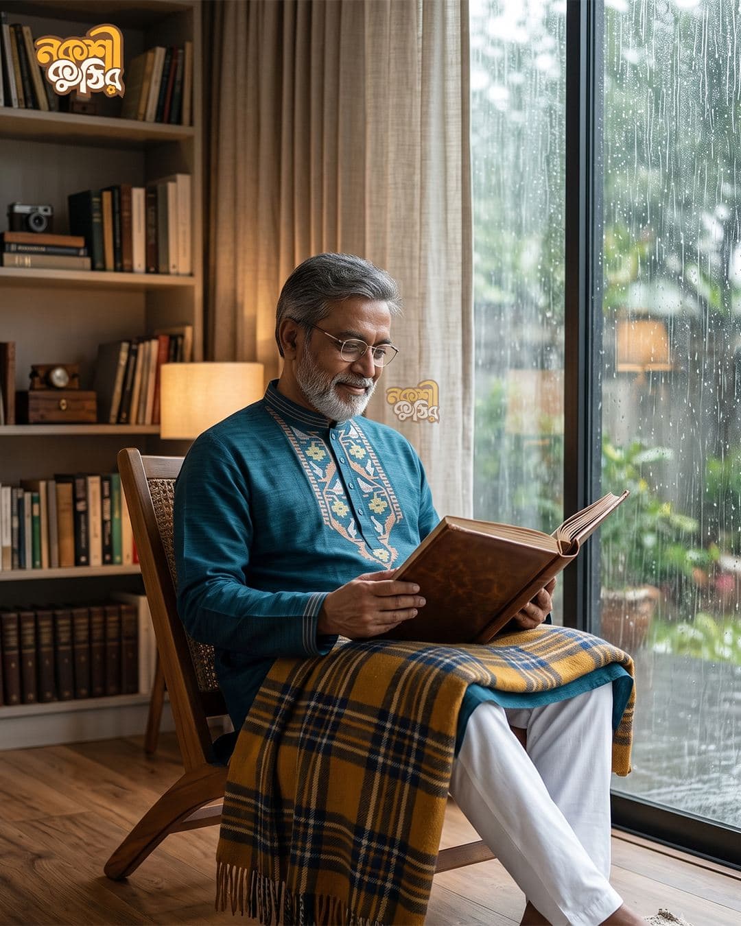 রেগুলার জামদানি পাঞ্জাবি — টিল ব্লু