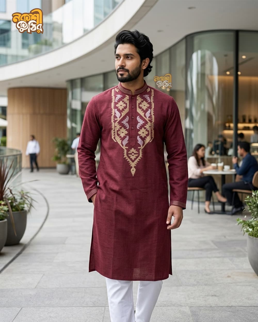 রেগুলার জামদানি পাঞ্জাবি — মেরুন