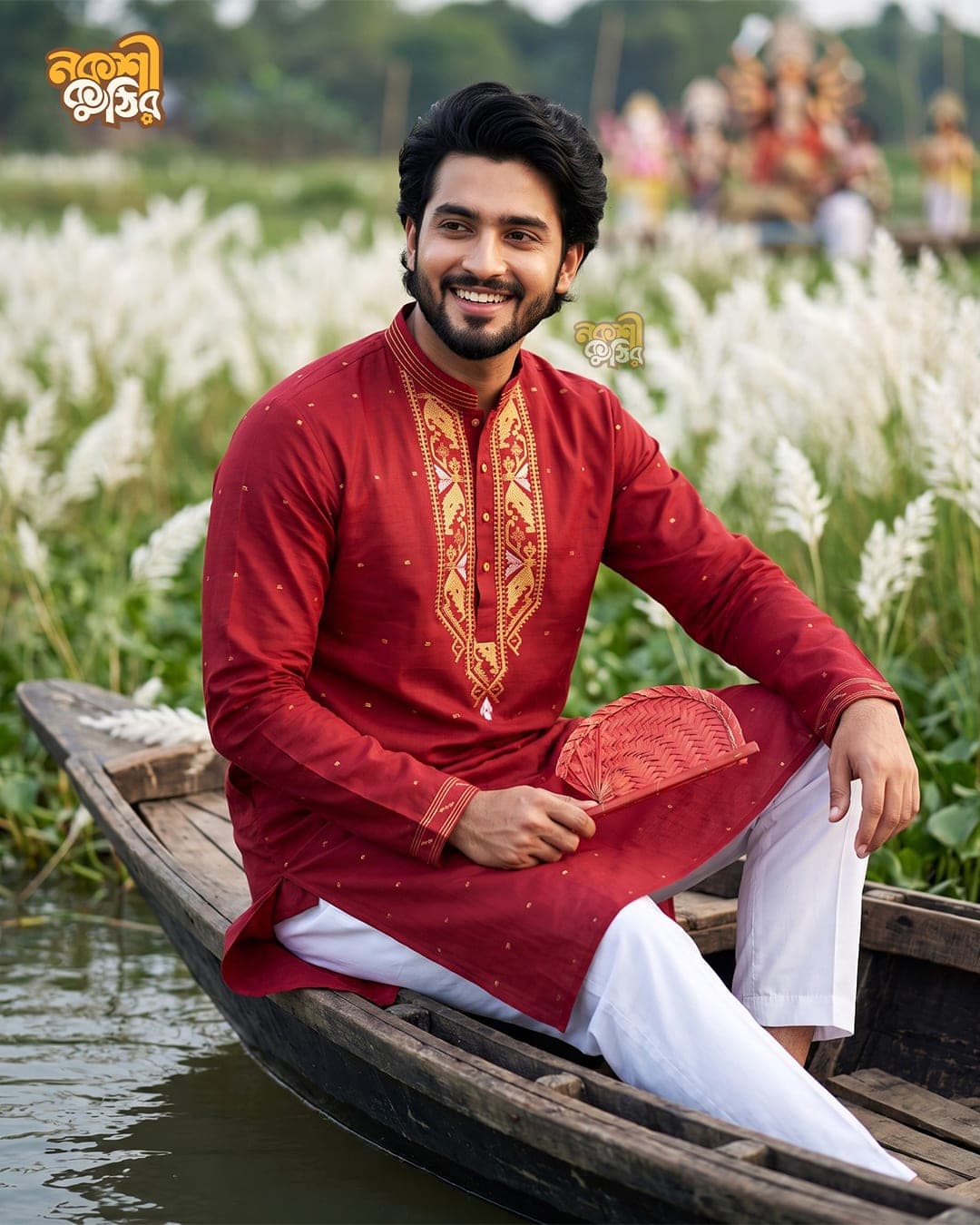 প্রিমিয়াম জামদানি পাঞ্জাবি — ক্রিমসন রেড