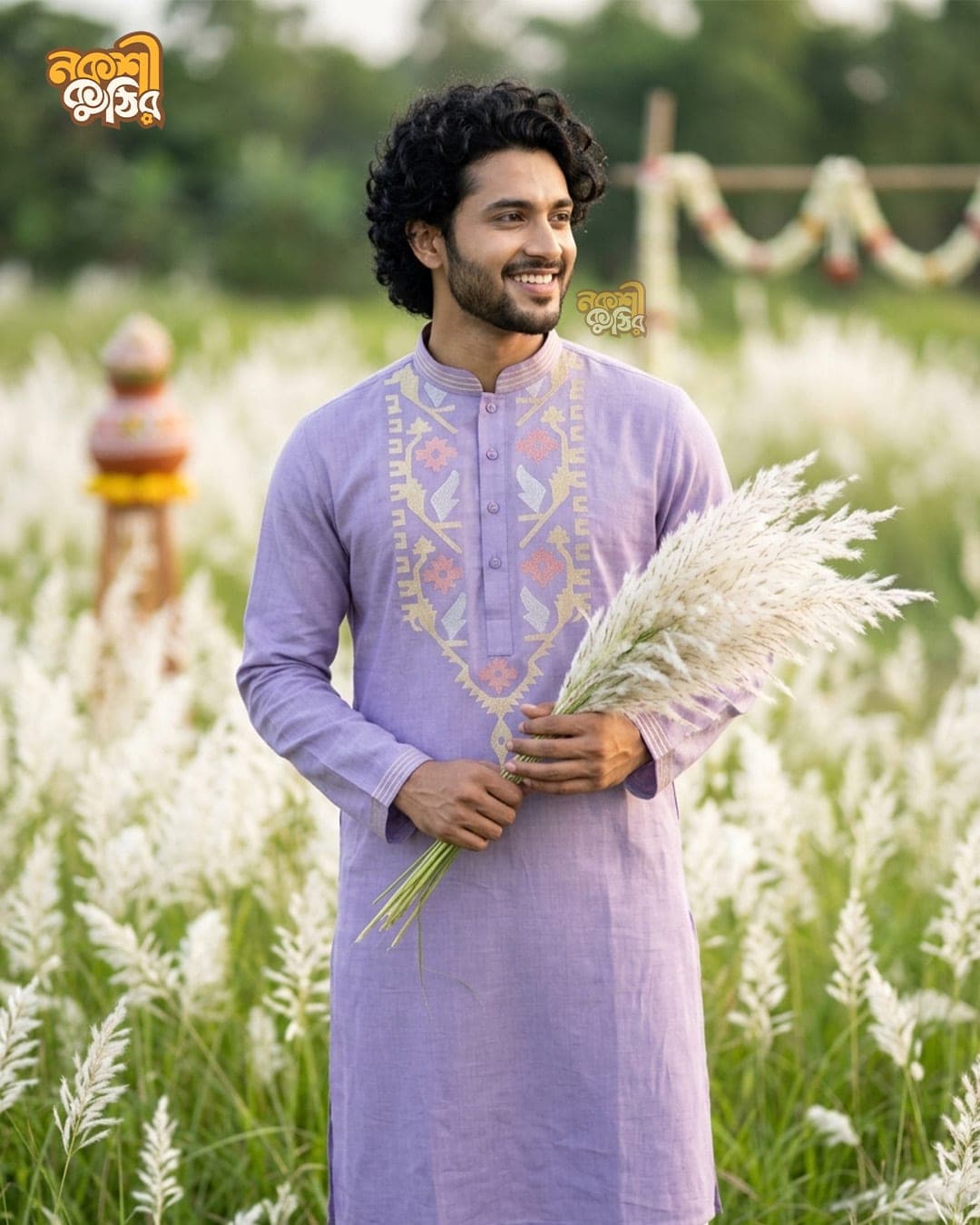 রেগুলার জামদানি পাঞ্জাবি — ল্যাভেন্ডার
